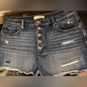 KanCan Medium Blue Distressed Denim Shorts